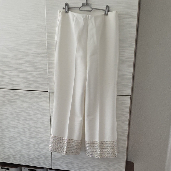 Women's H&M White Pants with Silver Accents - Picture 3 of 8
